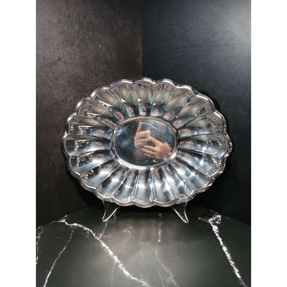 Reed & Barton Silverplate Round Platter 10.5" Length Scalloped Edge Vintage